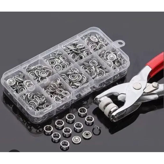 Metal Hand Press Button Plier With 50 Tich Buttons with lock