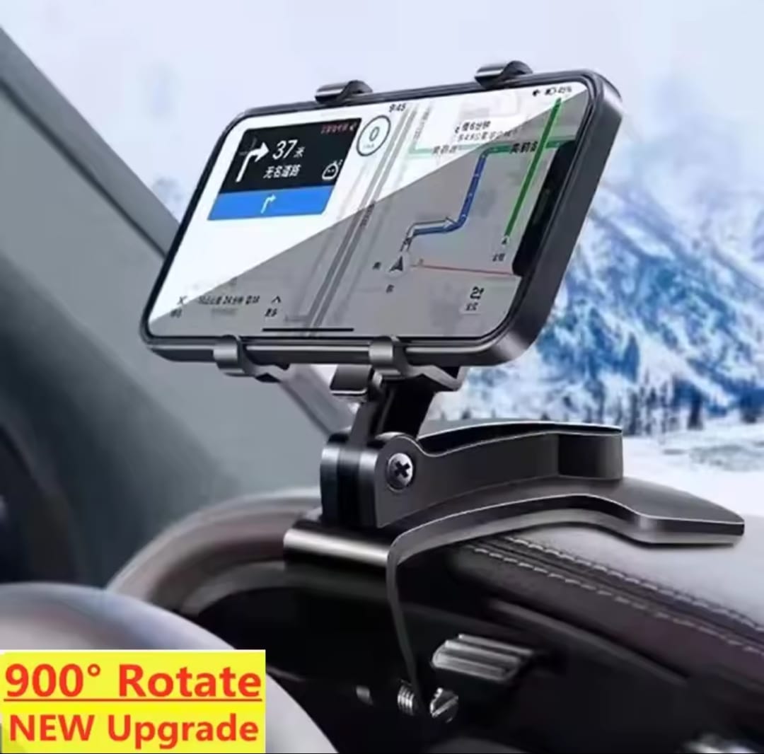 Dashboard Car Phone Holder ABS – 360° Rotatable Mobile Phone Sun Visor