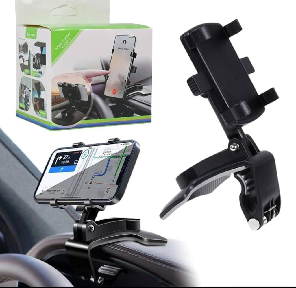 Dashboard Car Phone Holder ABS – 360° Rotatable Mobile Phone Sun Visor