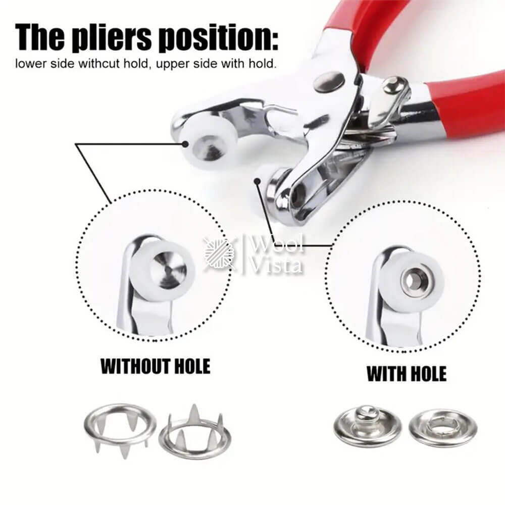 Metal Hand Press Button Plier With 50 Tich Buttons with lock
