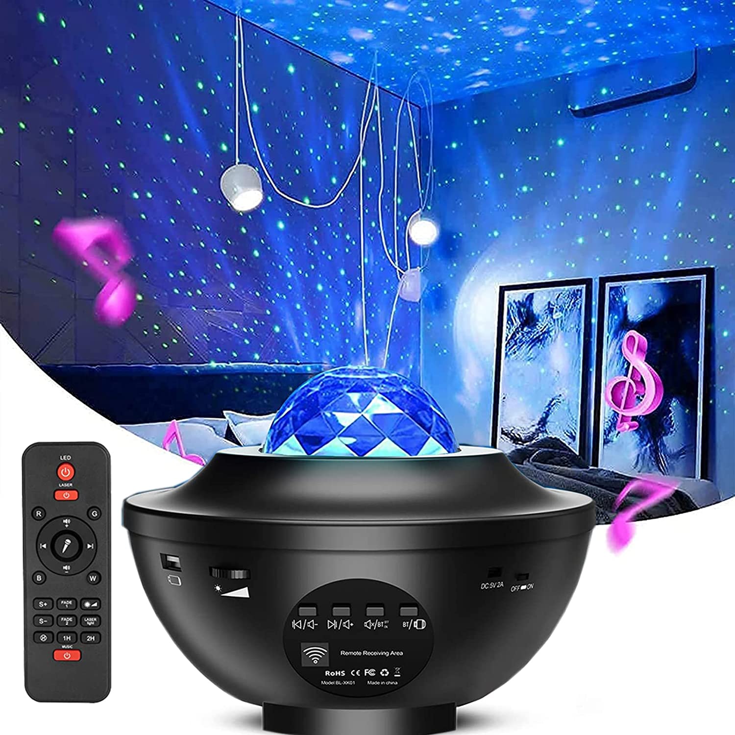 Colorful Starry Sky Galaxy Projector Nightlight Child Bluetooth USB Music Player Star Night Light