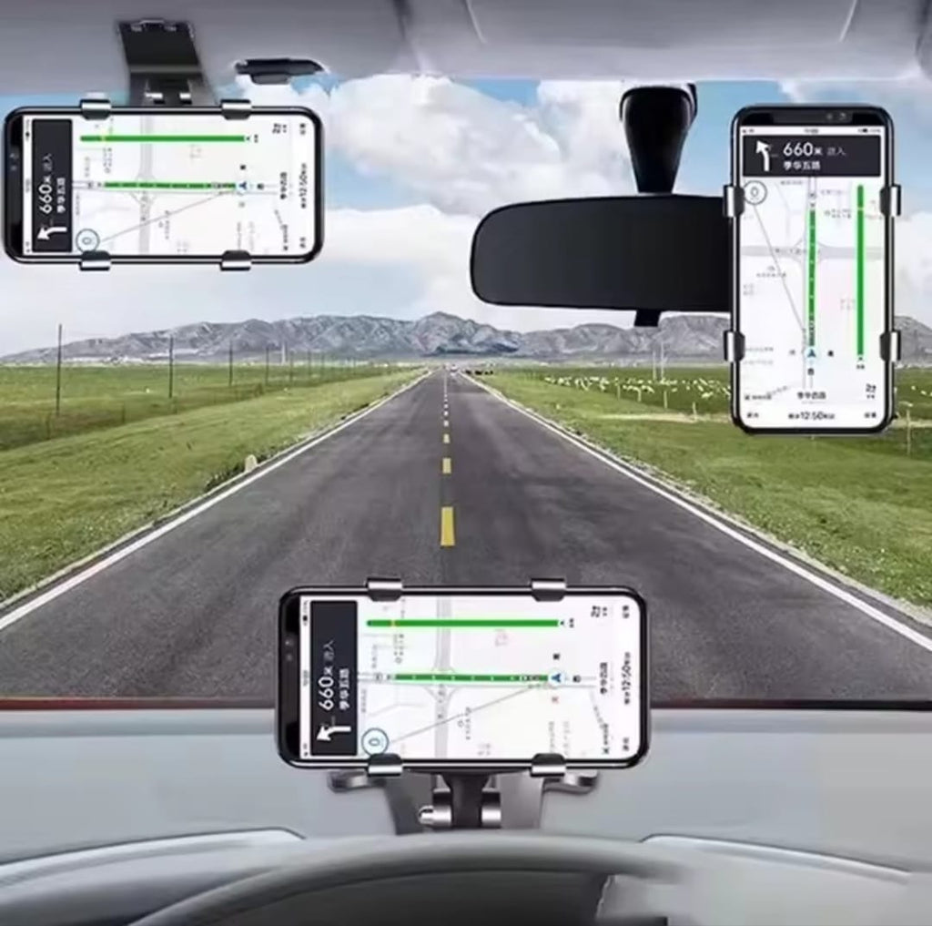 Dashboard Car Phone Holder ABS – 360° Rotatable Mobile Phone Sun Visor